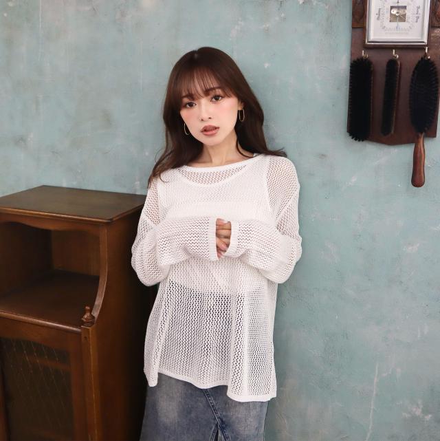 透かし編みニットｘカットタンクＳＥＴ