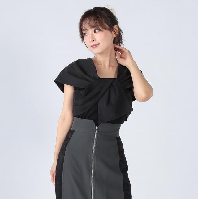 接触冷感アシメリボンプルオーバー