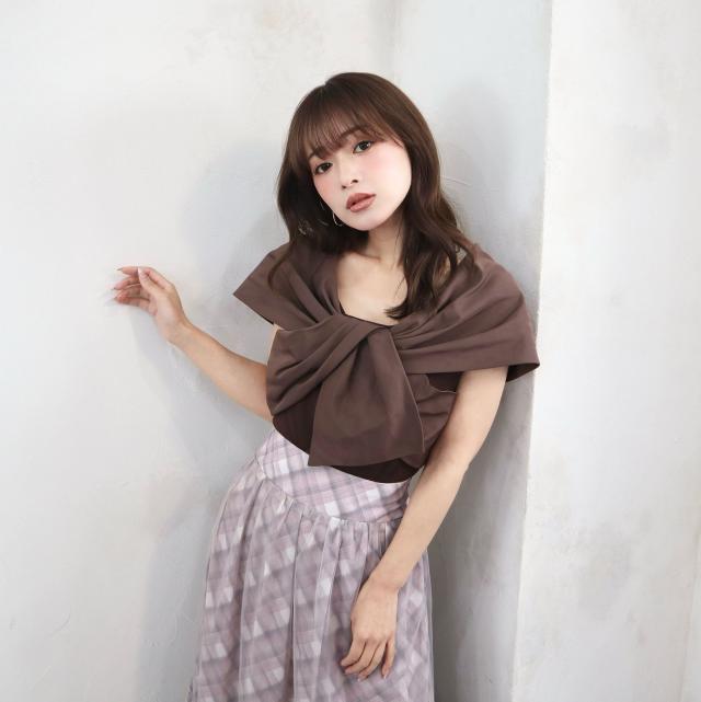 接触冷感アシメリボンプルオーバー