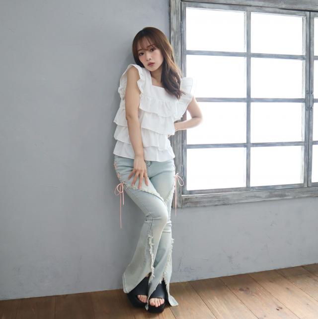 エスカルゴフリンジデニムパンツ