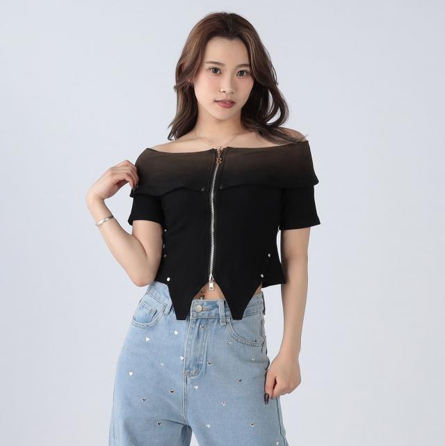 ダブルジップオフショルトップス