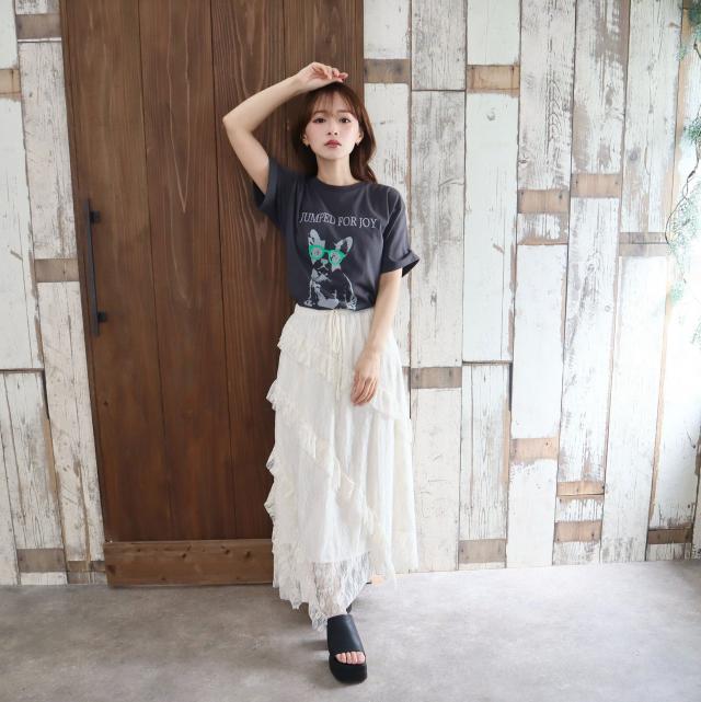 レースティアードアシメロングスカート