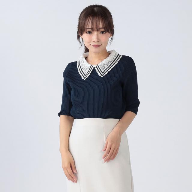 接触冷感ウォッシャブルつけ襟プルオーバー