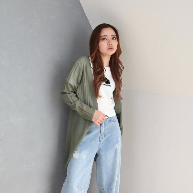 UV x 接触冷感　ウォッシャブルグラデーションリブカーディガン