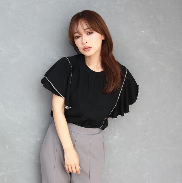 ラメメローｘバルーンスリーブブラウス