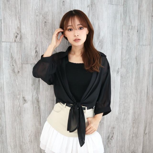 シアー前結びシャツ