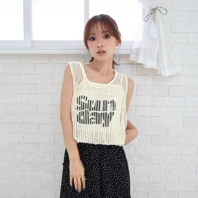 裏地付きメッシュロゴバルーンタンク