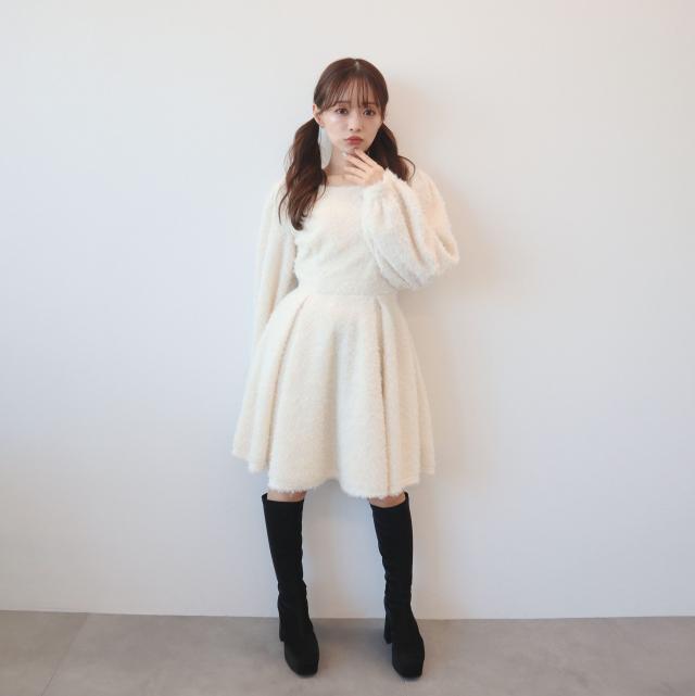 プードルリボンベルトミニワンピース