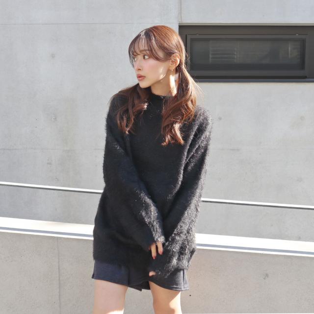 GOOD TEXTURE ラメフェザーチュニックプルオーバー