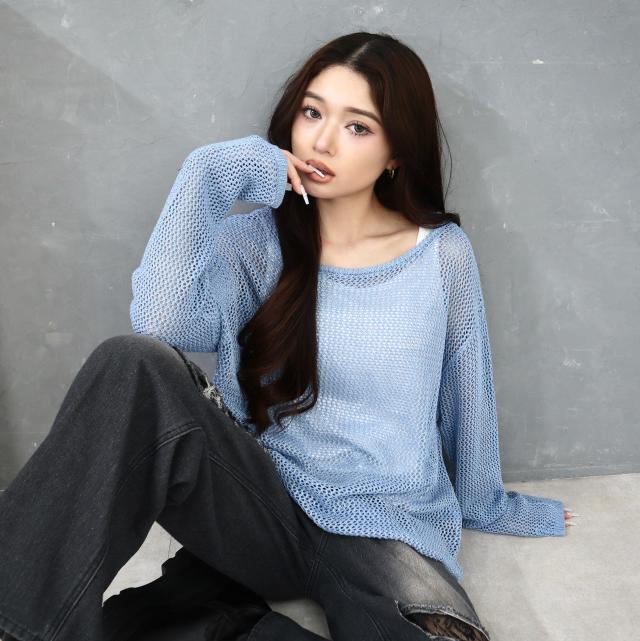 透かし編みニットｘカットタンク