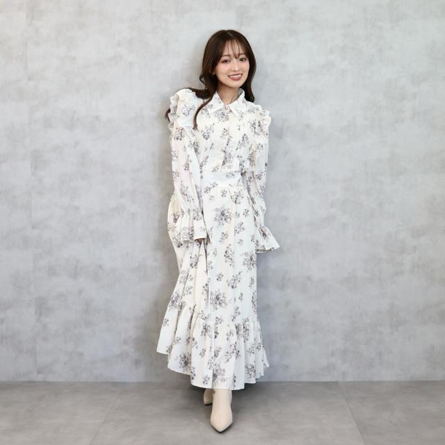 花柄シャツフリルワンピース