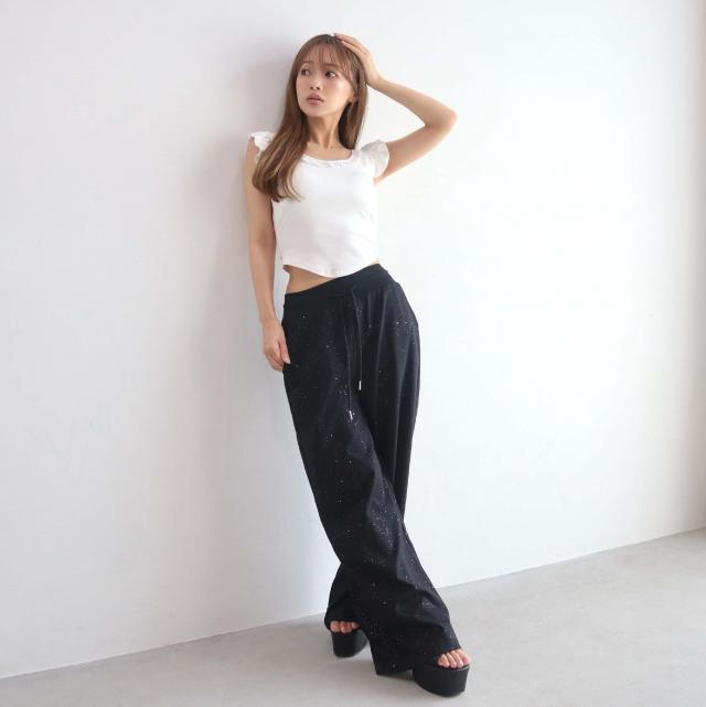 ラメスウェットワイドパンツ