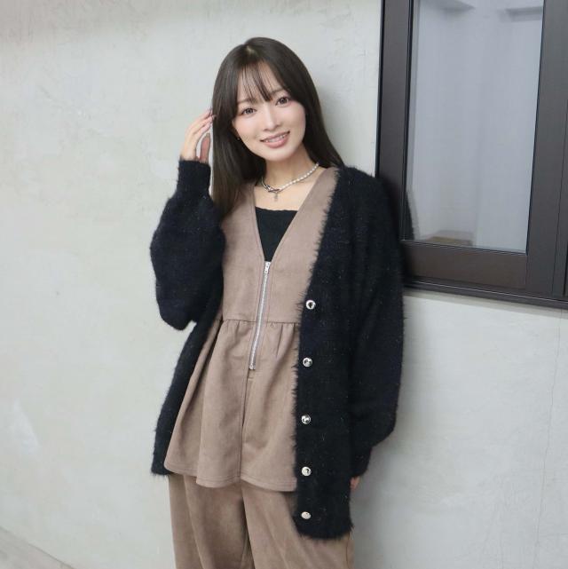 GOOD TEXTUREラメフェザーリラックスシルエットカーディガン