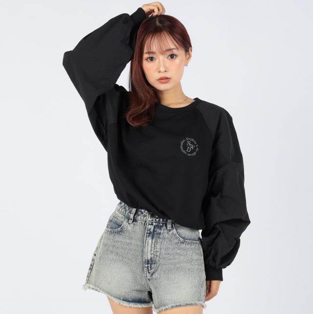 袖ナイロン切替プルオーバー