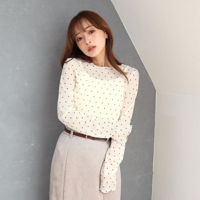 ドット柄パワーネットトップス