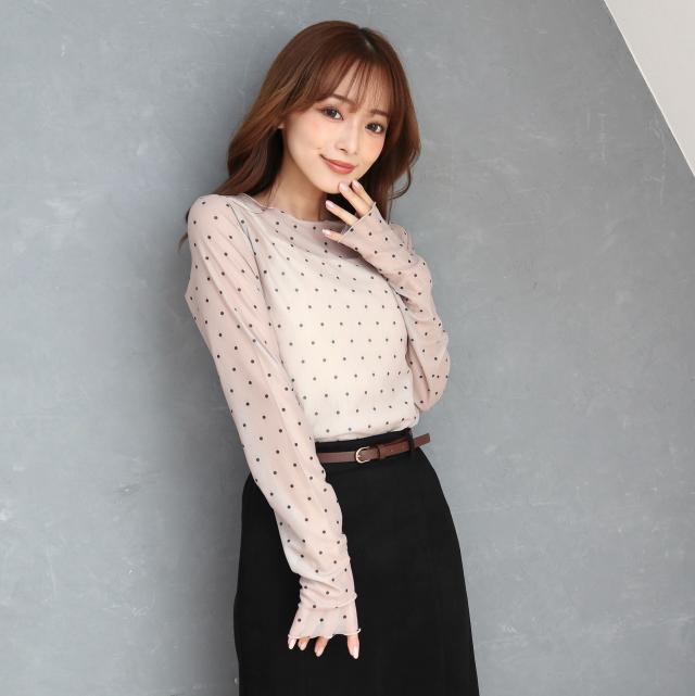 ドット柄パワーネットトップス