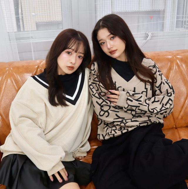 ふくれジャガードフェイクレイヤードトップス